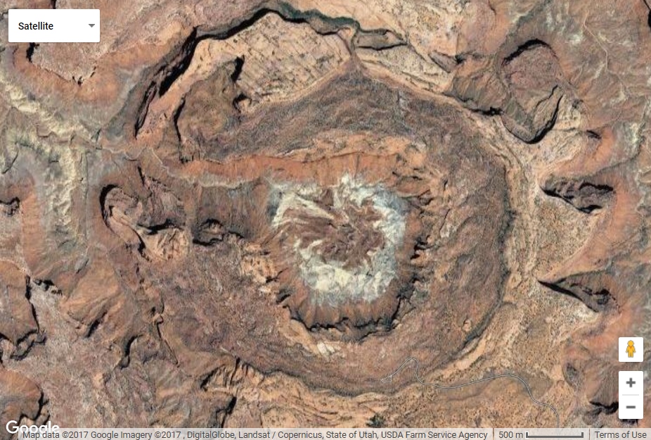 Upheaval Dome in Utah satellite photo