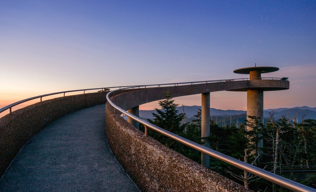 The observation deck of Clingman's Dome in the Great Smoky Mountains.