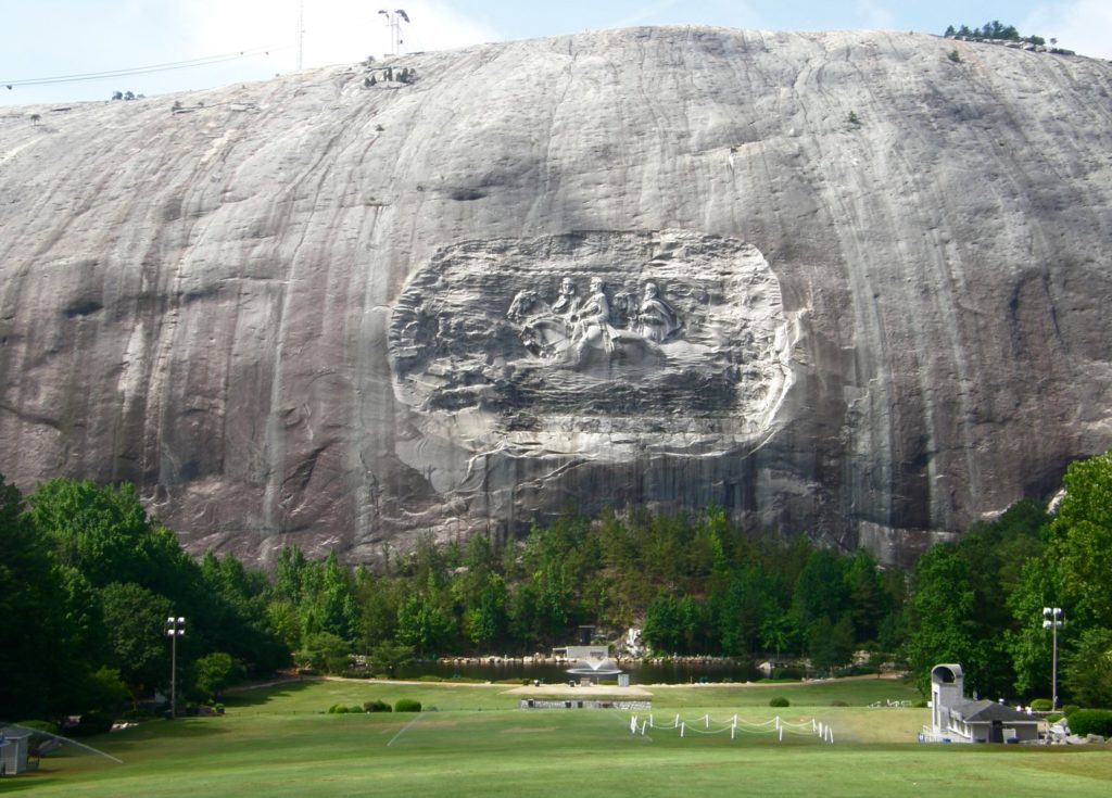 The Confederate Memorial at the Stone Mountain Park in Georgia